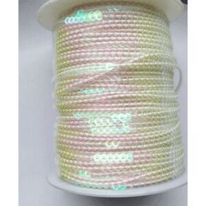 1 Roll of Shiny AB Transparent Clear White Sequin Trim 100 Yards 6mm - Brand New